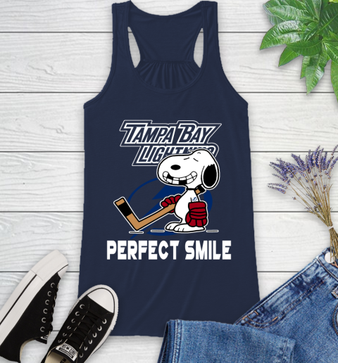 NHL Tampa Bay Lightning Snoopy Perfect Smile The Peanuts Movie Hockey T Shirt Racerback Tank 9