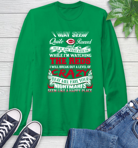 Cincinnati Reds MLB Baseball Don't Mess With Me While I'm Watching My Team Long Sleeve T-Shirt 8