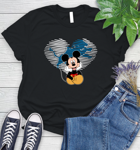 NFL Detroit Lions The Heart Mickey Mouse Disney Football T Shirt_000 Women's T-Shirt