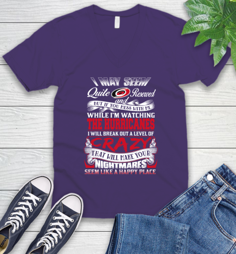 Carolina Hurricanes NHL Hockey Don't Mess With Me While I'm Watching My Team V-Neck T-Shirt 9