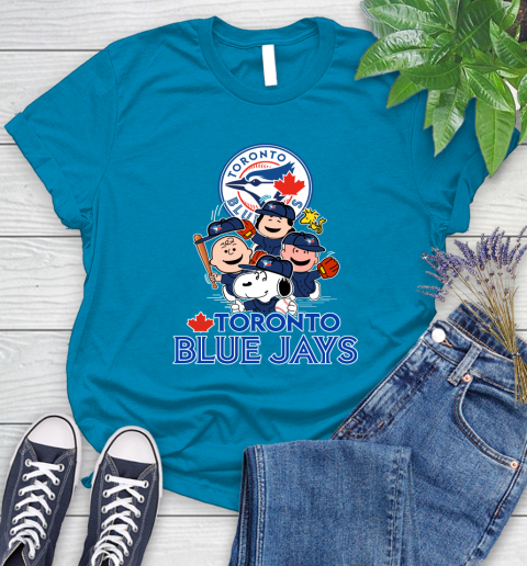 MLB Toronto Blue Jays Snoopy Charlie Brown Woodstock The Peanuts Movie Baseball T Shirt_000 Women's T-Shirt 10