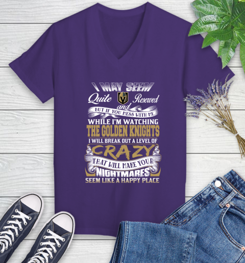 Vegas Golden Knights NHL Hockey Don't Mess With Me While I'm Watching My Team Women's V-Neck T-Shirt 3