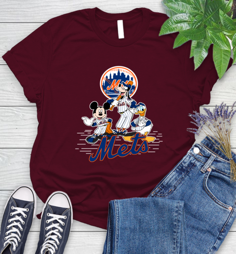 MLB New York Mets Mickey Mouse Donald Duck Goofy Baseball T Shirt Women's T-Shirt 7