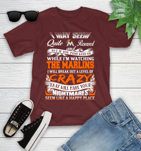 Miami Marlins MLB Baseball Don't Mess With Me While I'm Watching My Team Youth T-Shirt 14