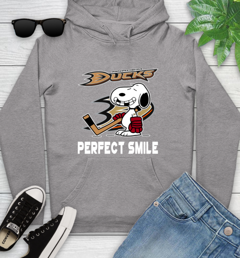 NHL Anaheim Ducks Snoopy Perfect Smile The Peanuts Movie Hockey T Shirt Youth Hoodie 6