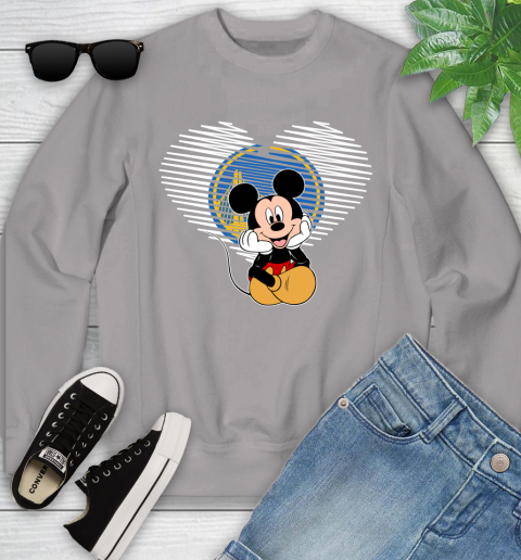 NBA Golden State Warriors The Heart Mickey Mouse Disney Basketball Youth Sweatshirt 3