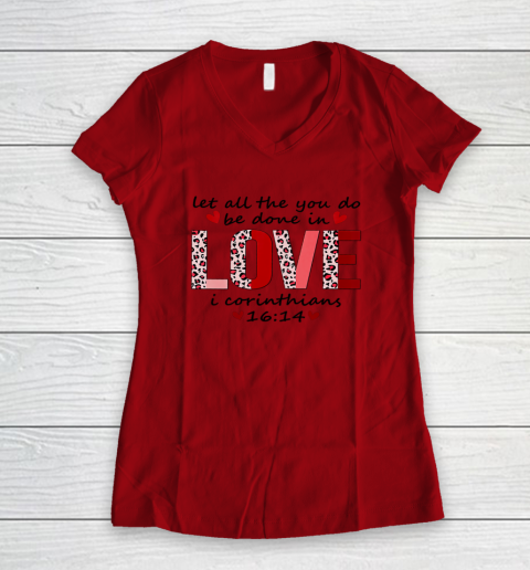 Leopard You Do Be Done In Love Christian Valentine Women's V-Neck T-Shirt 4