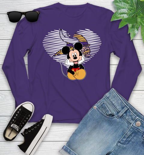 NFL Minnesota Vikings The Heart Mickey Mouse Disney Football T Shirt_000 Youth Long Sleeve 4