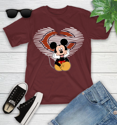 NFL Chicago Bears The Heart Mickey Mouse Disney Football T Shirt_000 Youth T-Shirt 14