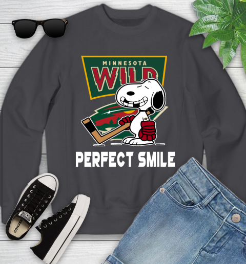 NHL Minnesota Wild Snoopy Perfect Smile The Peanuts Movie Hockey T Shirt Youth Sweatshirt 5