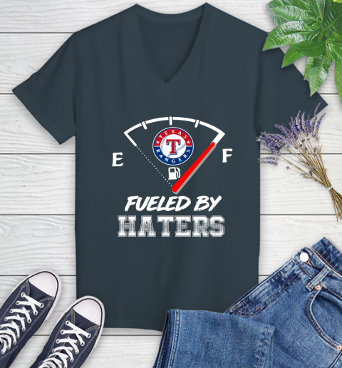 Texas Rangers MLB Baseball Fueled By Haters Sports Women's V-Neck T-Shirt 8