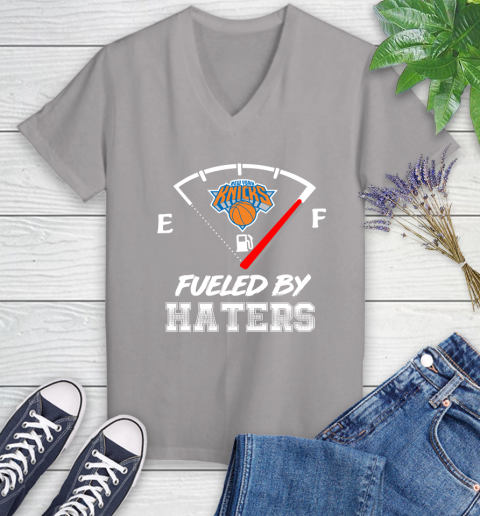 New York Knicks NBA Basketball Fueled By Haters Sports Women's V-Neck T-Shirt 4
