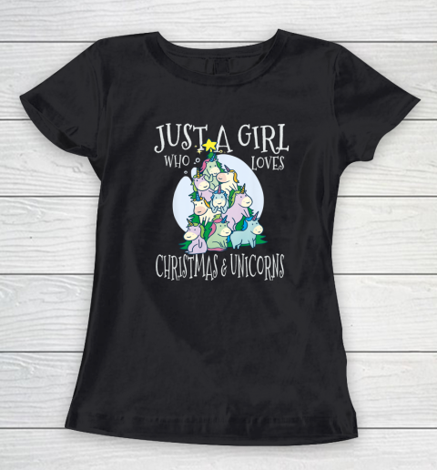 Just A Girl Who Loves Christmas Unicorns Women's T-Shirt