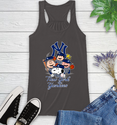 MLB New York Yankees Snoopy Charlie Brown Woodstock The Peanuts Movie Baseball T Shirt_000 Racerback Tank 11