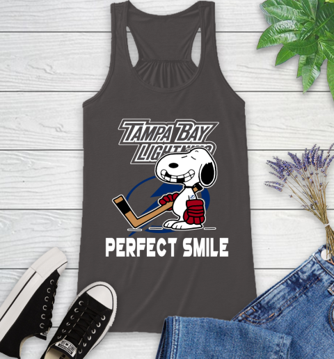 NHL Tampa Bay Lightning Snoopy Perfect Smile The Peanuts Movie Hockey T Shirt Racerback Tank 11