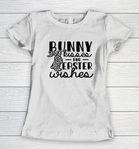 Cute Easter Shirt Bunny Kisses Easter Wishes Spring Leopard Print Women's T-Shirt