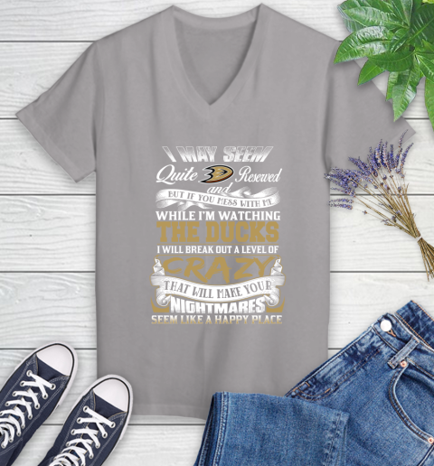 Anaheim Ducks NHL Hockey Don't Mess With Me While I'm Watching My Team Women's V-Neck T-Shirt 4