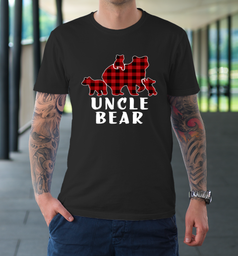 Uncle Bear 3 Cubs Shirt Christmas Mama Bear Plaid Pajama T-Shirt