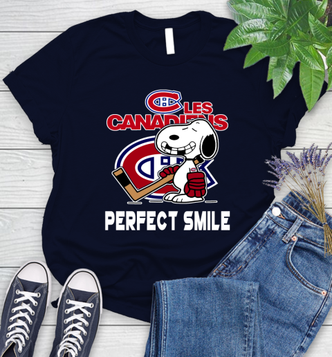 NHL Montreal Canadiens Snoopy Perfect Smile The Peanuts Movie Hockey T Shirt Women's T-Shirt 2