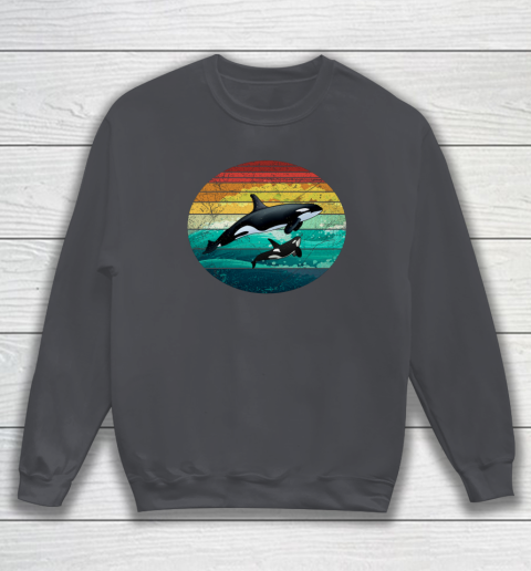Orca Family Vintage Retro Art Killer Whale Family Sweatshirt 3