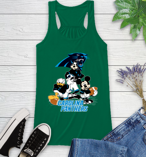 NFL Carolina Panthers Mickey Mouse Donald Duck Goofy Football Shirt Racerback Tank 6