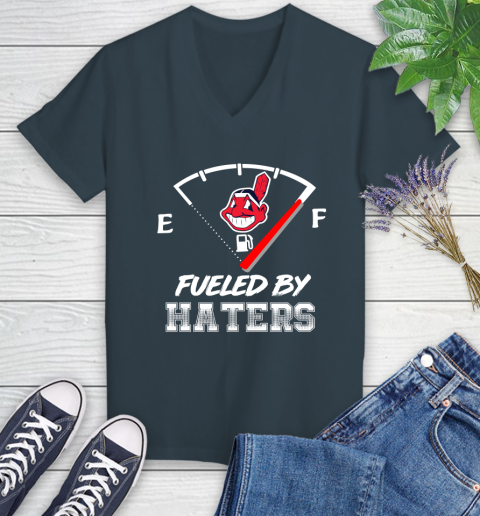 Cleveland Indians MLB Baseball Fueled By Haters Sports Women's V-Neck T-Shirt 8