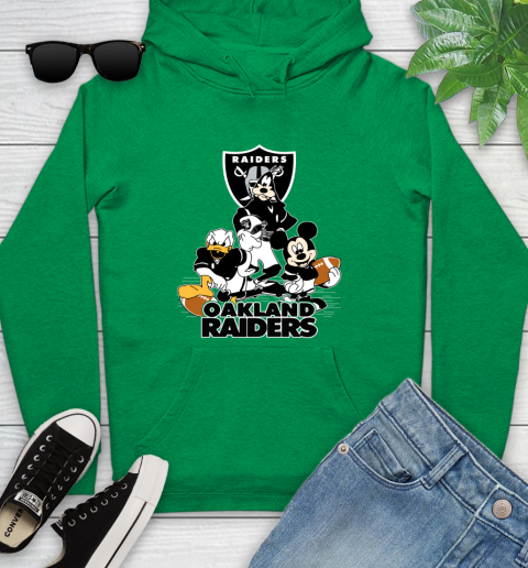 NFL Oakland Raiders Mickey Mouse Donald Duck Goofy Football Shirt Youth Hoodie 9