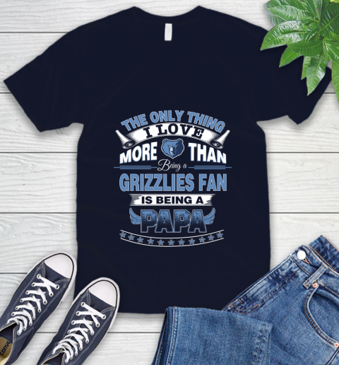 NBA The Only Thing I Love More Than Being A Memphis Grizzlies Fan Is Being A Papa Basketball V-Neck T-Shirt 2
