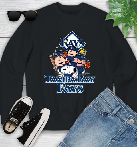 MLB Tampa Bay Rays Snoopy Charlie Brown Woodstock The Peanuts Movie Baseball T Shirt Youth Sweatshirt