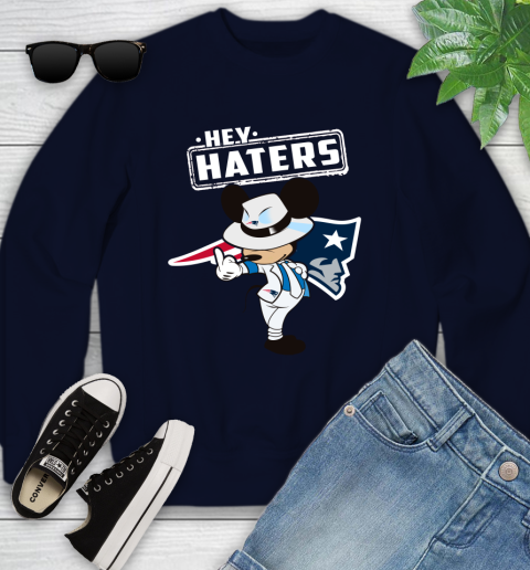 NFL Hey Haters Mickey Football Sports New England Patriots Youth Sweatshirt 2
