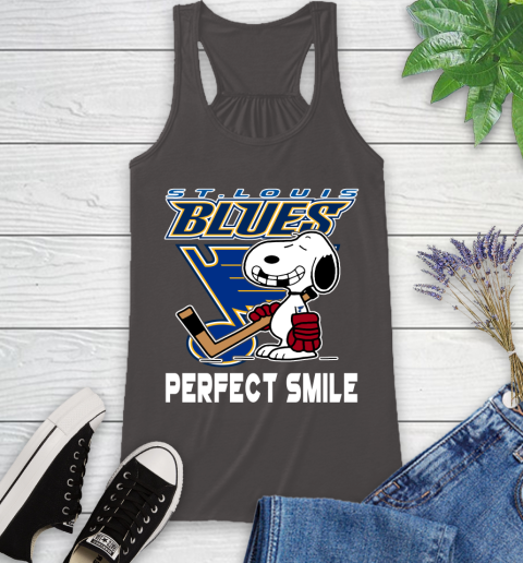 NHL St.Louis Blues Snoopy Perfect Smile The Peanuts Movie Hockey T Shirt Racerback Tank 11