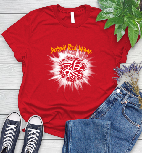 Detroit Red Wings NHL Hockey Adoring Fan Rip Sports Women's T-Shirt 13
