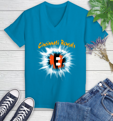 Cincinnati Bengals NFL Football Adoring Fan Rip Sports Women's V-Neck T-Shirt 7