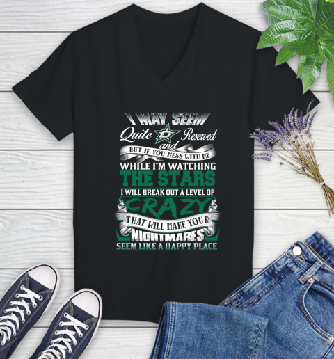 Dallas Stars NHL Hockey Don't Mess With Me While I'm Watching My Team Women's V-Neck T-Shirt