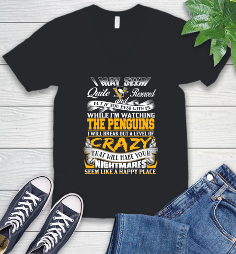 Pittsburgh Penguins NHL Hockey Don't Mess With Me While I'm Watching My Team V-Neck T-Shirt