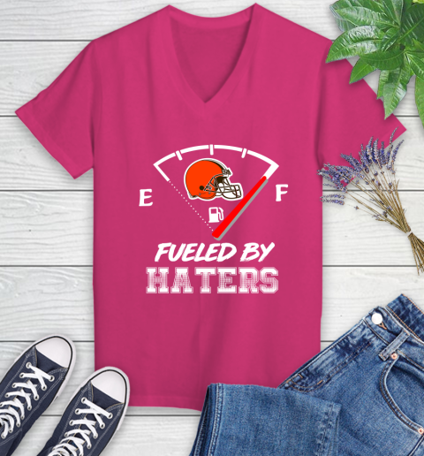Cleveland Browns NFL Football Fueled By Haters Sports Women's V-Neck T-Shirt 9