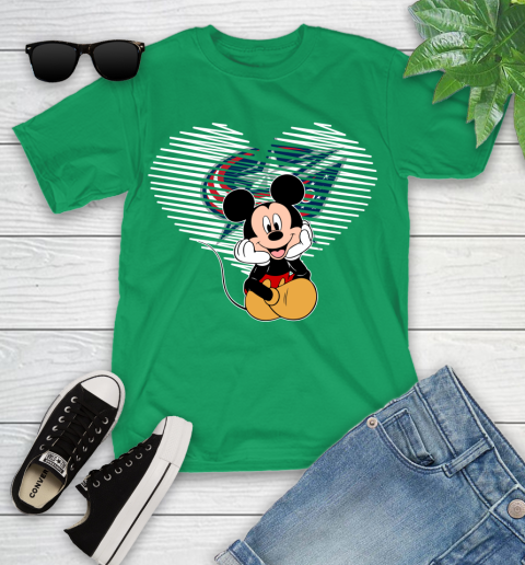 NHL Columbus Blue Jackets Carolina Hurricanes The Heart Mickey Mouse Disney Hockey Youth T-Shirt 8