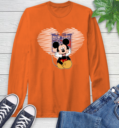 NHL New York Rangers The Heart Mickey Mouse Disney Hockey Long Sleeve T-Shirt 4