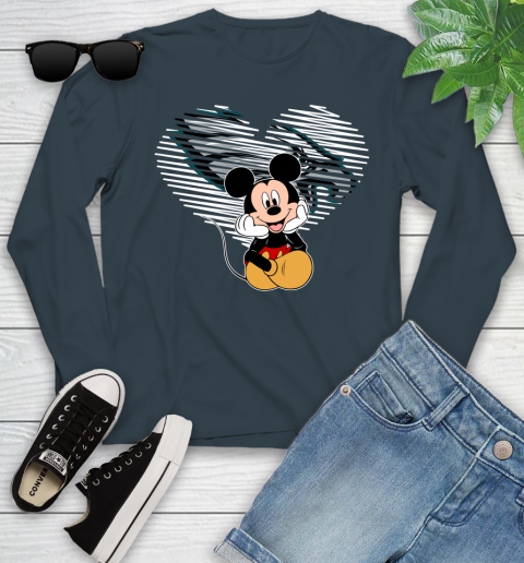 NFL Philadelphia Eagles The Heart Mickey Mouse Disney Football T Shirt_000 Youth Long Sleeve 9