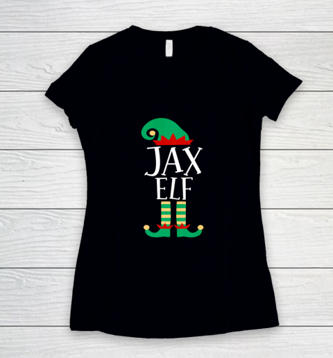 The Jax Elf Funny Family Matching Christmas Pajamas Women's V-Neck T-Shirt