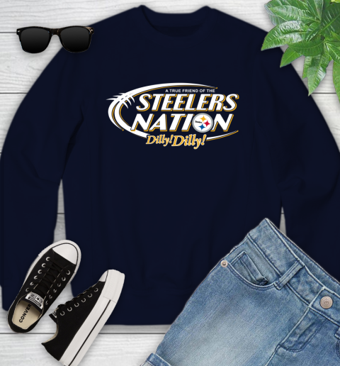NFL A True Friend Of The Pittsburgh Steelers Dilly Dilly Football Sports Youth Sweatshirt 2