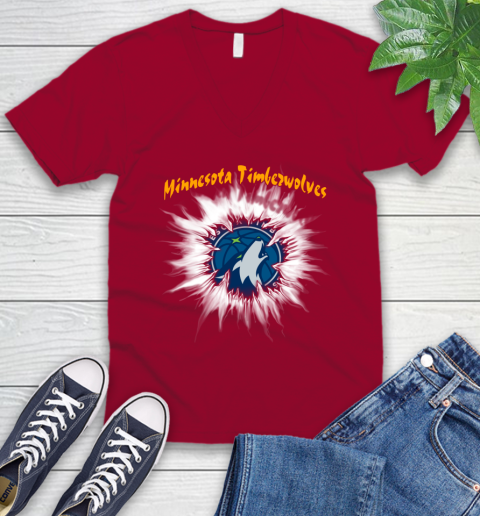 Minnesota Timberwolves NBA Basketball Rip Sports V-Neck T-Shirt 7