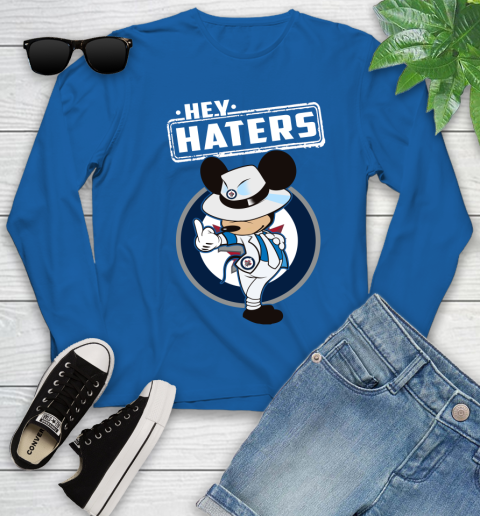 NHL Hey Haters Mickey Hockey Sports Winnipeg Jets Youth Long Sleeve 10
