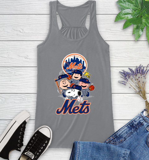 MLB New York Mets Snoopy Charlie Brown Woodstock The Peanuts Movie Baseball T Shirt Racerback Tank 4