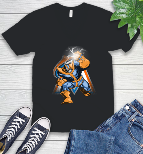 Miami Marlins MLB Baseball Thanos Avengers Infinity War Marvel V-Neck T-Shirt