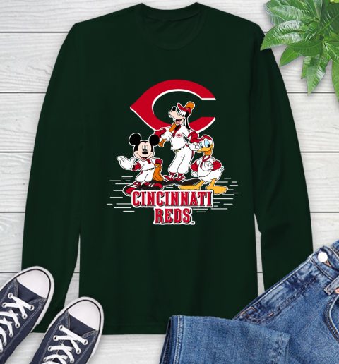 MLB Cincinnati Reds Mickey Mouse Donald Duck Goofy Baseball T Shirt Long Sleeve T-Shirt 7