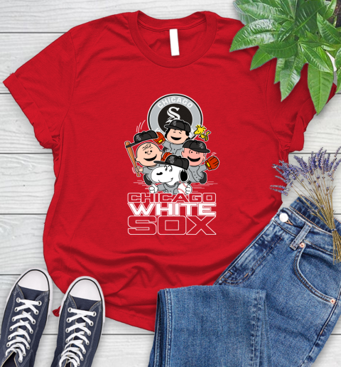 MLB Chicago White Sox Snoopy Charlie Brown Woodstock The Peanuts Movie Baseball T Shirt_000 Women's T-Shirt 13