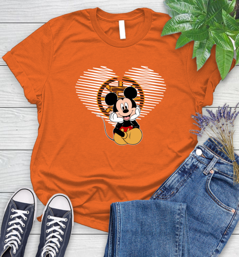 NHL Boston Bruins The Heart Mickey Mouse Disney Hockey Women's T-Shirt 3