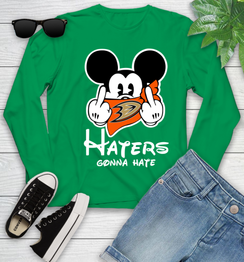 NHL Anaheim Ducks Haters Gonna Hate Mickey Mouse Disney Hockey T Shirt Youth Long Sleeve 7