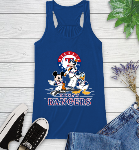 MLB Texas Rangers Mickey Mouse Donald Duck Goofy Baseball T Shirt Racerback Tank 8